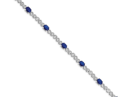 14k White Gold Complete Diamond and Oval Sapphire Infinity Link 7. Bracelet (Style BM4490-SA-020-WA)