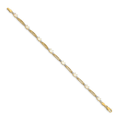 14K Complete Diamond and Oval Opal Fancy Link Bracelet