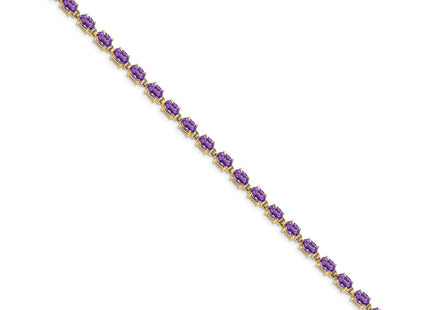 14K gold amethyst oval bracelet, alternate view