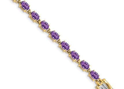14K gold amethyst oval bracelet