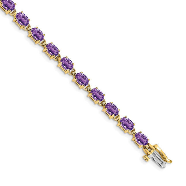 14k Complete Oval Amethyst Bracelet, 7 x 4.5mm