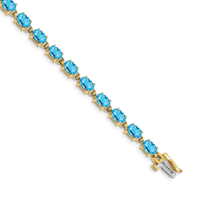 14k Complete Oval Swiss Blue Topaz Bracelet, 7 x 4.5mm