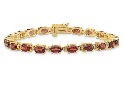 14k Complete Oval Garnet Bracelet (Style BM4500)