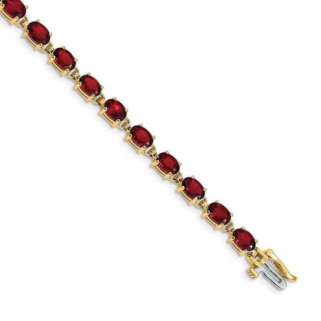 14k Complete Oval Garnet Bracelet, 7 x 4.5mm