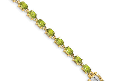 14K gold peridot oval bracelet