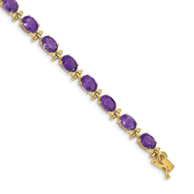 14k Complete Oval Amethyst Bracelet, 7 x 5mm