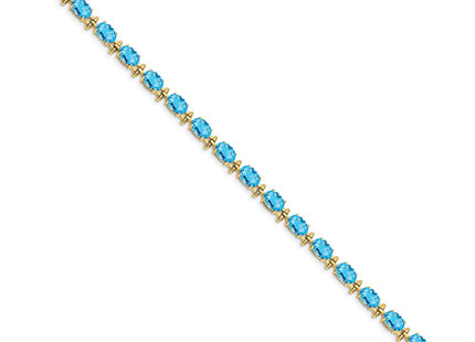 14K gold blue topaz oval bracelet, alternate view