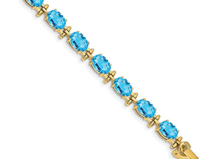 14K gold blue topaz oval bracelet