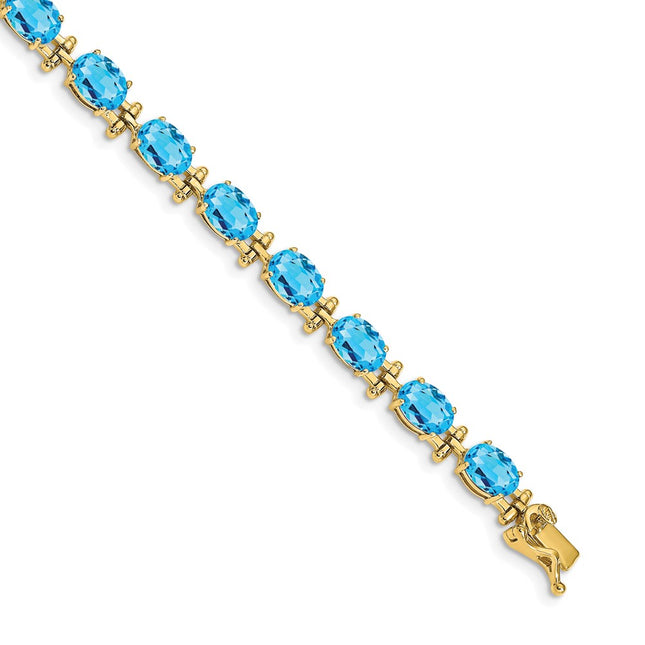 14k Complete Oval Swiss Blue Topaz Bracelet, 7 x 5mm