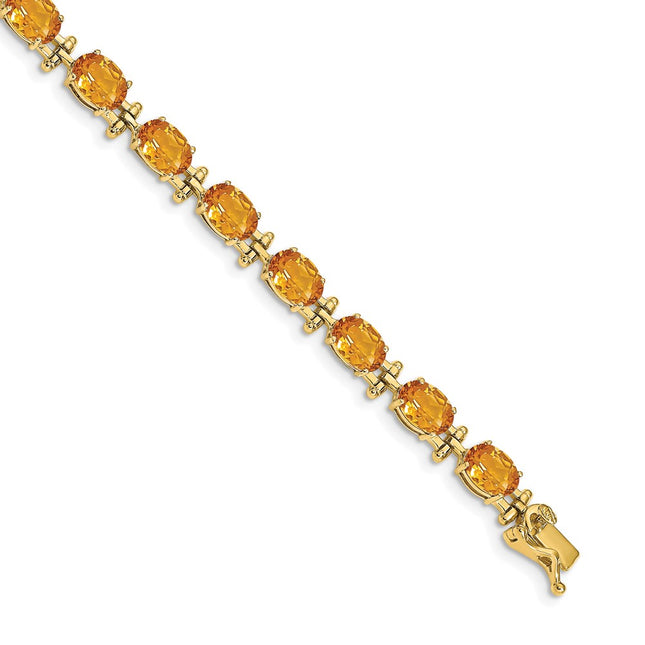 14k Complete Oval Citrine Bracelet, 7 x 5mm