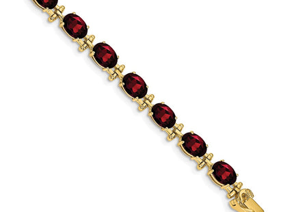 14K gold garnet oval bracelet