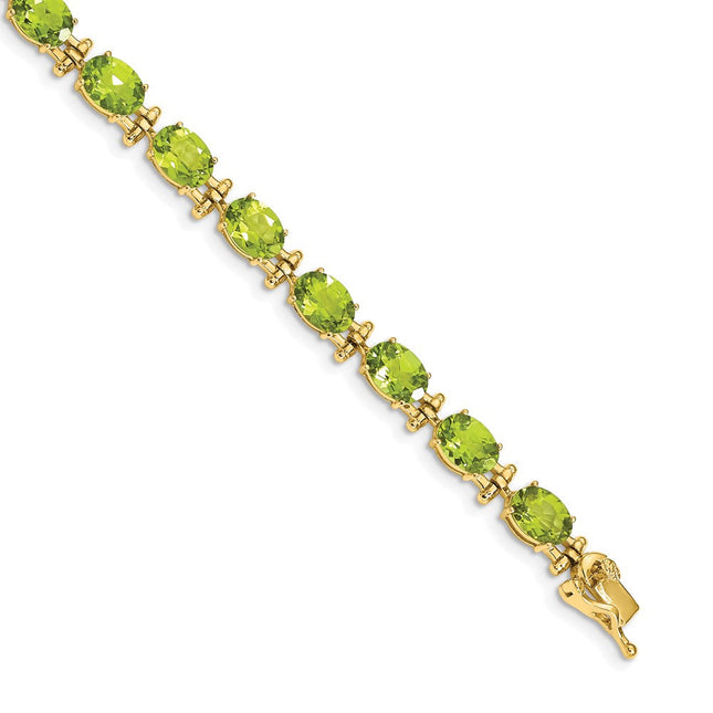 14k Complete Oval Peridot Bracelet, 7 x 5mm