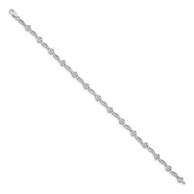 14K White Gold Complete 1/10 carat Diamond Hearts Tennis Bracelet