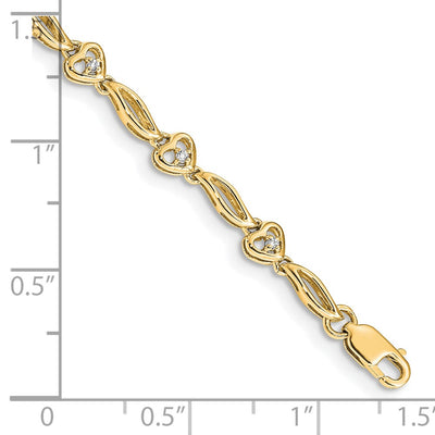 14K Complete 1/10 carat Diamond Hearts Tennis Bracelet