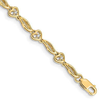 14K Complete 1/10 carat Diamond Hearts Tennis Bracelet