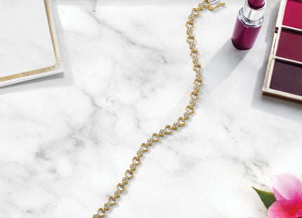 14k Complete 1.08 carat Diamond Heart Link Bracelet