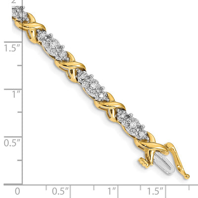14K Two-tone Complete 1/2 carat Diamond X-design Bracelet