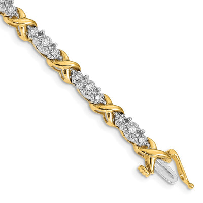 14K Two-tone Complete 1/2 carat Diamond X-design Bracelet