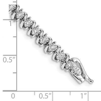 14K White Gold Complete 1 carat Diamond S-link Tennis Bracelet