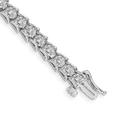 14K White Gold Complete 5/8 carat Diamond Illusion Setting Tennis Bracelet