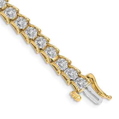 14K Complete 5/8 carat Diamond Illusion Setting Tennis Bracelet