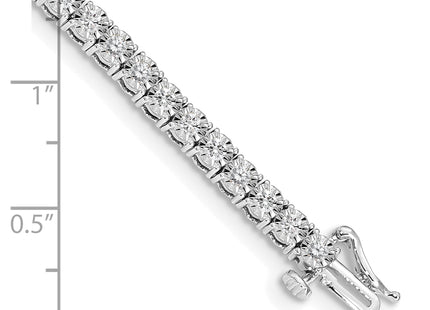 14k White Gold Complete 2 carat Diamond Illusion Setting Tennis Bracelet, 7 x 4mm