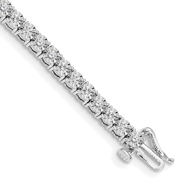 14k White Gold Complete 2 carat Diamond Illusion Setting Tennis Bracelet