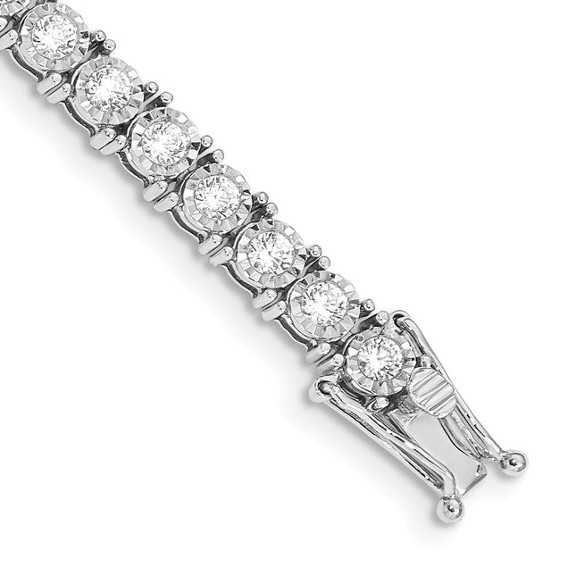 14k White Gold Complete 3 carat Diamond Illusion Setting 7. Tennis Bracelet