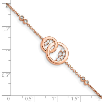 14K Rose Gold Complete 1/3 carat Diamond Double Circle with Star Dangle Bracelet