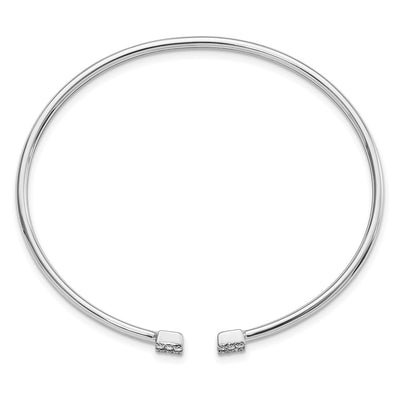 14K White Gold Complete 1/4 carat Diamond Square Flexible Cuff Bangle Bracelet