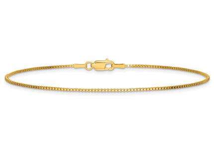 14K . Box with Lobster Clasp Anklet, 9 x 1.05mm