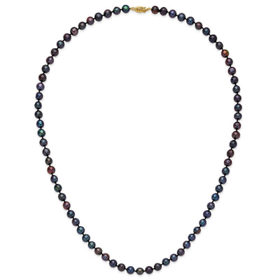 14K Black Near-Round Freshwater Cultured Pearl Necklace