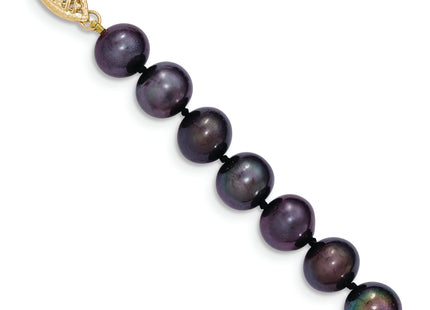 14k 8- Black Near-Round Freshwater Cultured Pearl Necklace