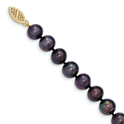 14K Black Near-Round Freshwater Cultured Pearl Necklace