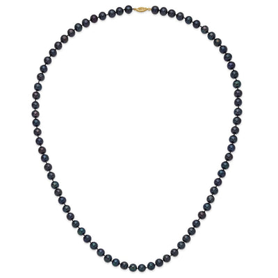 14K Black Near-Round Freshwater Cultured Pearl Necklace