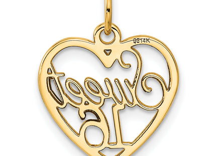 14k Sweet 16 Charm, 19 x 15mm