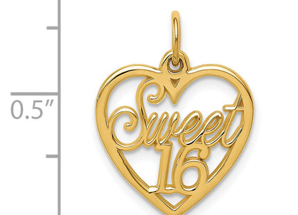 14k Sweet 16 Charm, 19 x 15mm