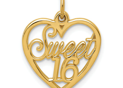 14k Sweet 16 Charm, 19 x 15mm