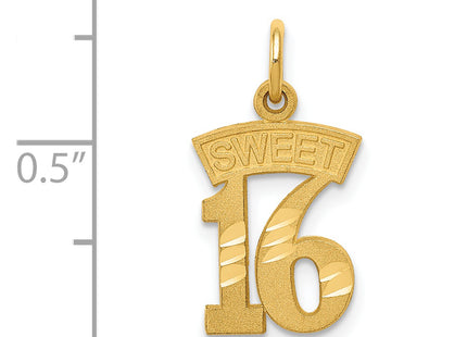 14k Sweet 16 Charm, 18 x 11mm