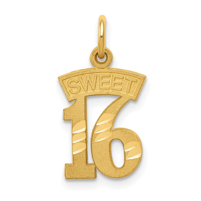 14k Sweet 16 Charm, 18 x 11mm