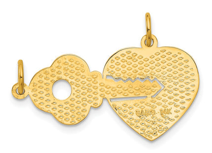 14K gold key charm, another view