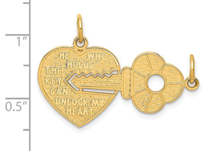 14K gold key charm, further view