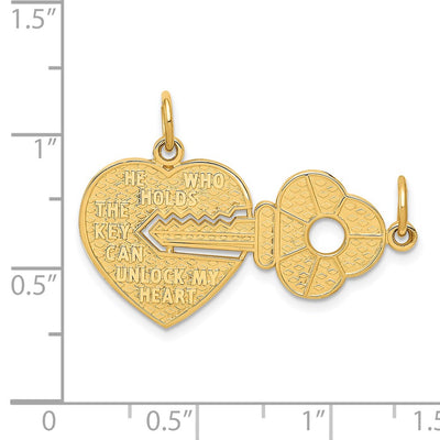 14K Polished 2 Piece Break Apart HE Who Holds The Key Charms, 22 x 32mm