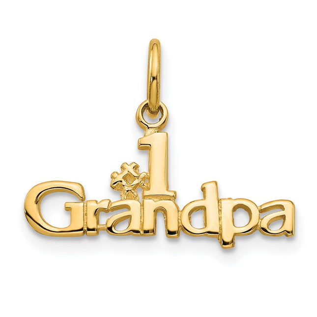 14k #1 Grandpa Charm, 15 x 21mm