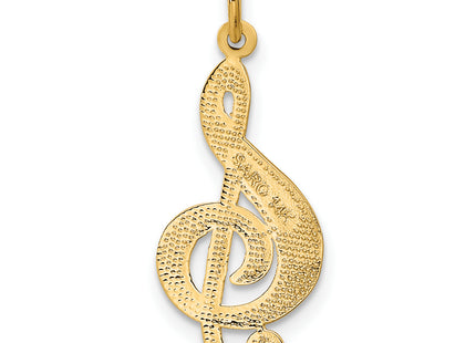 14K Treble Clef Charm, 29.11 x 11.20mm