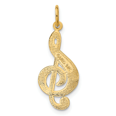14K Treble Clef Charm, 29.11 x 11.20mm