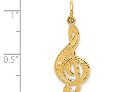 14K Treble Clef Charm, 29.11 x 11.20mm