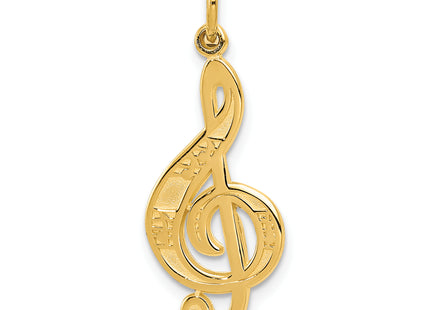 14K Treble Clef Charm, 29.11 x 11.20mm