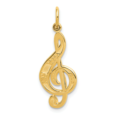 14K Treble Clef Charm, 29.11 x 11.20mm