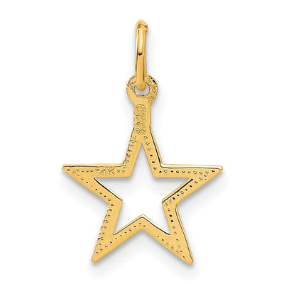 14K Diamond-cut Star Charm, 20 x 13mm